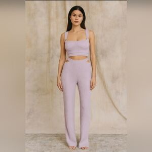 Lavender Ribbed Knit Jumpsuit